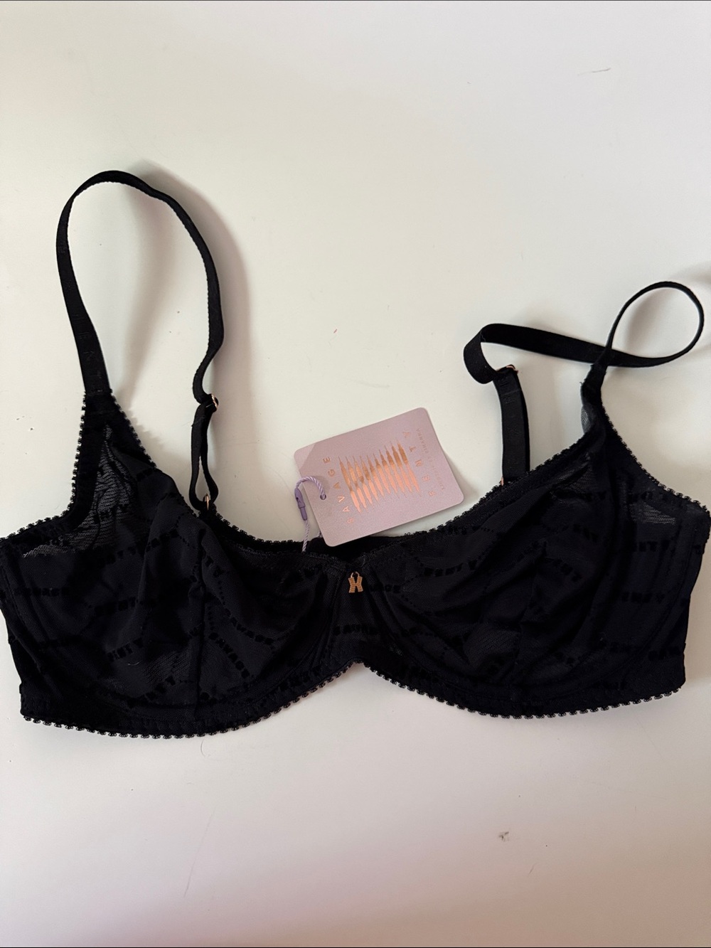 Savage X Fenty Black Lace Underwire Bra 34D